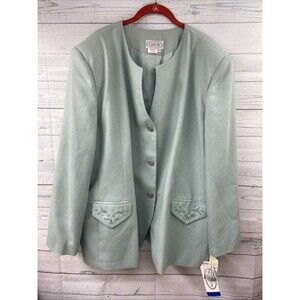 VINTAGE GILMOR Woman Embroidered Blazer Jacket SZ  26W Green Teal NWT $71